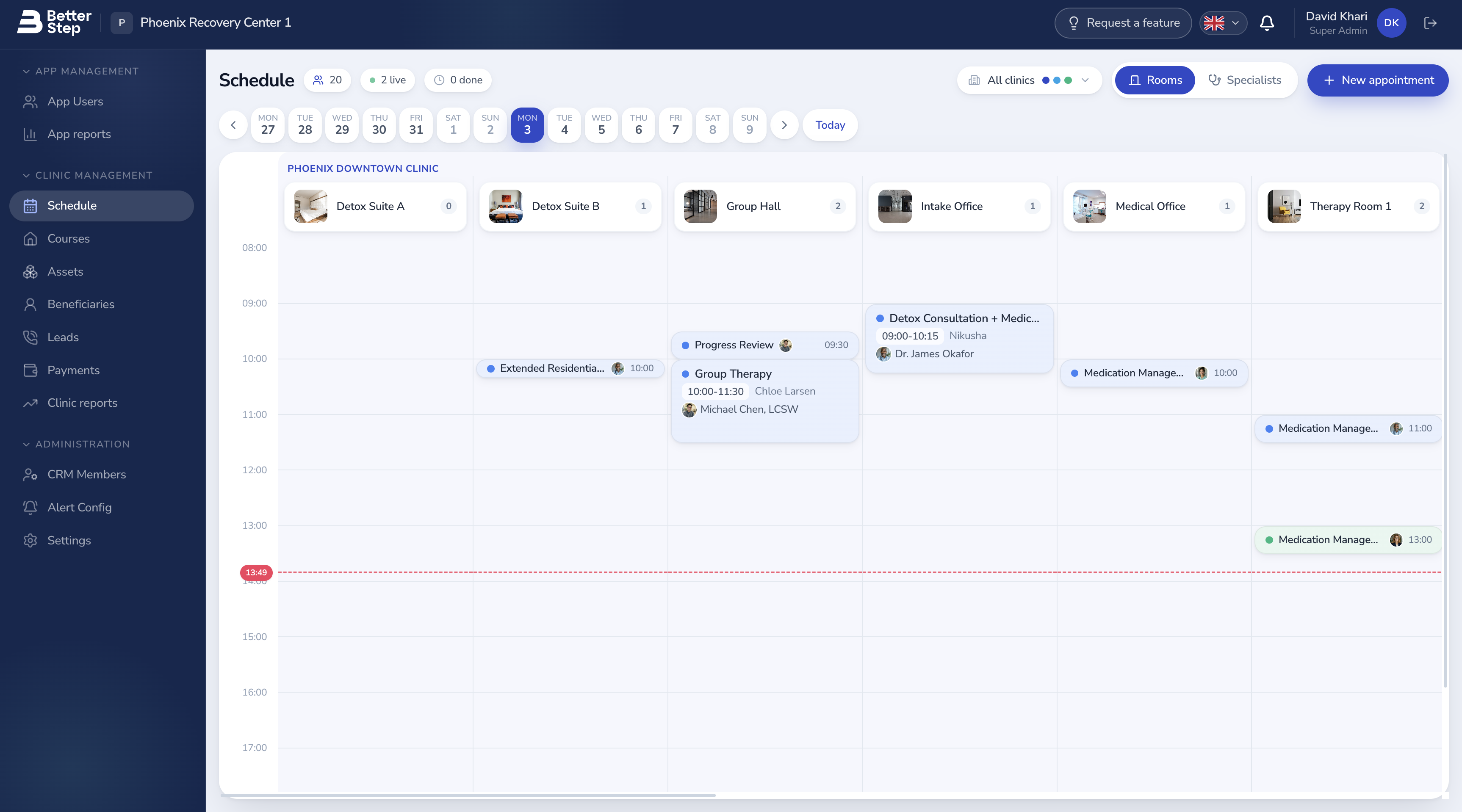 The BetterStep clinician dashboard